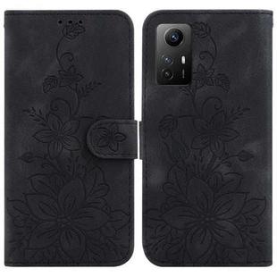 For Xiaomi Redmi Note 12S Lily Embossed Leather Phone Case(Black)