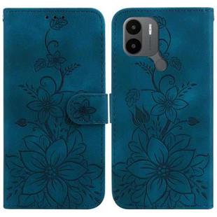 For Xiaomi Redmi A1+ 4G Global/Poco C50 Lily Embossed Leather Phone Case(Dark Blue)