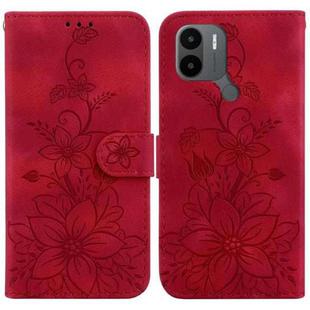 For Xiaomi Redmi A1+ 4G Global/Poco C50 Lily Embossed Leather Phone Case(Red)
