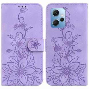 For Xiaomi Redmi Note 12 4G Global Lily Embossed Leather Phone Case(Purple)