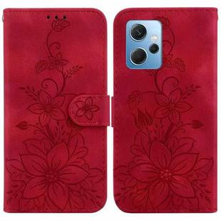 For Xiaomi Redmi Note 12 4G Global Lily Embossed Leather Phone Case(Red)