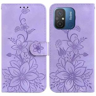 For Xiaomi Redmi 12C / 11A Lily Embossed Leather Phone Case(Purple)