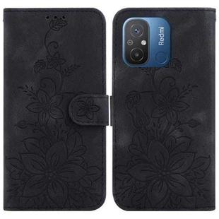 For Xiaomi Redmi 12C / 11A Lily Embossed Leather Phone Case(Black)