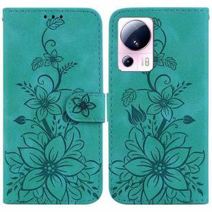 For Xiaomi 13 Lite / Civi 2 Lily Embossed Leather Phone Case(Green)