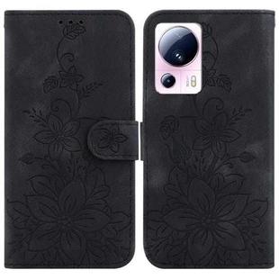 For Xiaomi 13 Lite / Civi 2 Lily Embossed Leather Phone Case(Black)