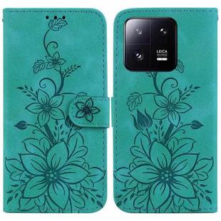 For Xiaomi 13 Pro Lily Embossed Leather Phone Case(Green)