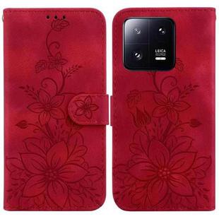 For Xiaomi 13 Pro Lily Embossed Leather Phone Case(Red)