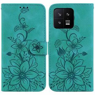 For Xiaomi 13 5G Lily Embossed Leather Phone Case(Green)