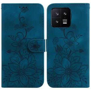 For Xiaomi 13 5G Lily Embossed Leather Phone Case(Dark Blue)