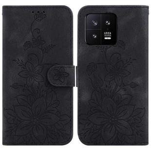 For Xiaomi 13 5G Lily Embossed Leather Phone Case(Black)