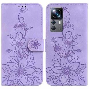 For Xiaomi 12T / 12T Pro Lily Embossed Leather Phone Case(Purple)