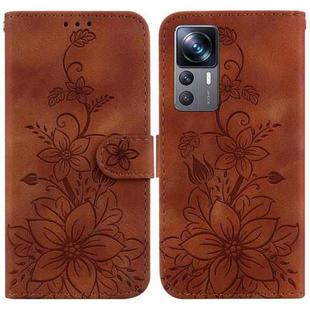 For Xiaomi 12T / 12T Pro Lily Embossed Leather Phone Case(Brown)