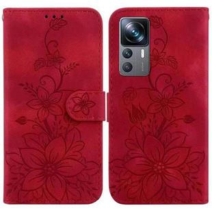For Xiaomi 12T / 12T Pro Lily Embossed Leather Phone Case(Red)