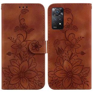 For Xiaomi Redmi Note 11 Pro 4G/5G Global Lily Embossed Leather Phone Case(Brown)