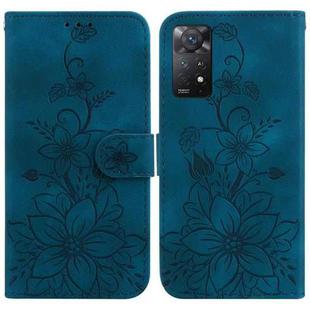 For Xiaomi Redmi Note 11 Pro 4G/5G Global Lily Embossed Leather Phone Case(Dark Blue)