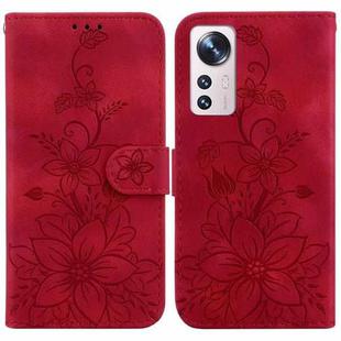 For Xiaomi 12 Lite Lily Embossed Leather Phone Case(Red)