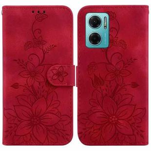 For Xiaomi Redmi Note 11E / Redmi 10 5G Lily Embossed Leather Phone Case(Red)