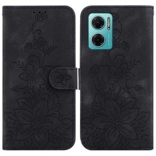 For Xiaomi Redmi Note 11E / Redmi 10 5G Lily Embossed Leather Phone Case(Black)