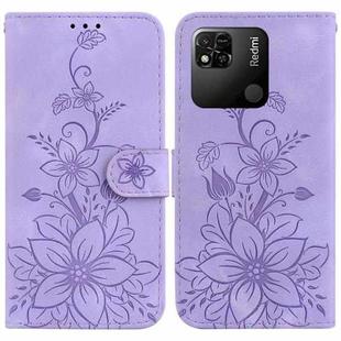 For Xiaomi Redmi 10A Lily Embossed Leather Phone Case(Purple)