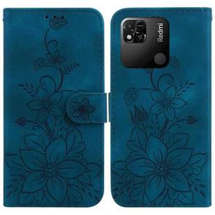 For Xiaomi Redmi 10A Lily Embossed Leather Phone Case(Dark Blue)