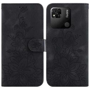 For Xiaomi Redmi 10A Lily Embossed Leather Phone Case(Black)
