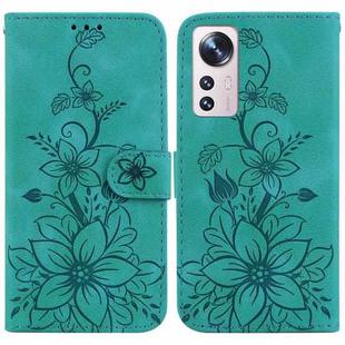 For Xiaomi 12 Pro Lily Embossed Leather Phone Case(Green)