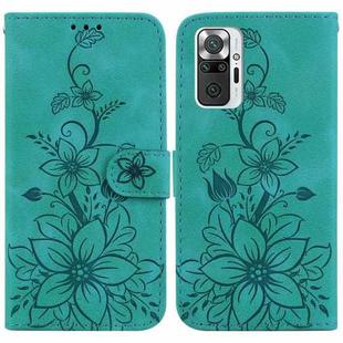 For Xiaomi Redmi Note 10 Lite / Note 10 Pro Lily Embossed Leather Phone Case(Green)