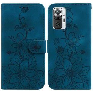 For Xiaomi Redmi Note 10 Lite / Note 10 Pro Lily Embossed Leather Phone Case(Dark Blue)