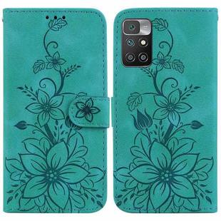 For Xiaomi Redmi 10 / 10 Prime Lily Embossed Leather Phone Case(Green)