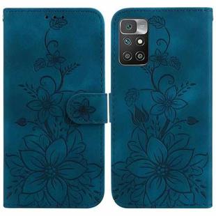 For Xiaomi Redmi 10 / 10 Prime Lily Embossed Leather Phone Case(Dark Blue)