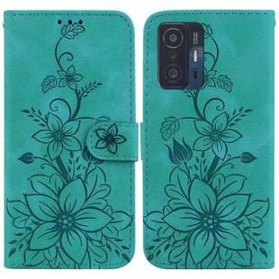 For Xiaomi 11T / 11T Pro Lily Embossed Leather Phone Case(Green)