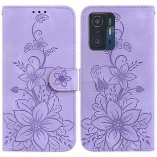 For Xiaomi 11T / 11T Pro Lily Embossed Leather Phone Case(Purple)