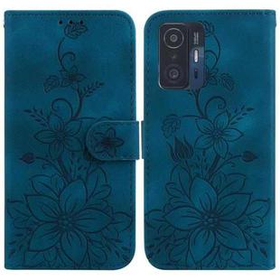 For Xiaomi 11T / 11T Pro Lily Embossed Leather Phone Case(Dark Blue)