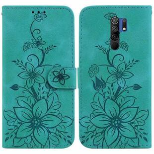 For Xiaomi Redmi 9/9 Prime / Poco M2 Lily Embossed Leather Phone Case(Green)