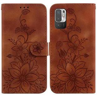 For Xiaomi Redmi Note 10 5G / Poco M3 Pro Lily Embossed Leather Phone Case(Brown)