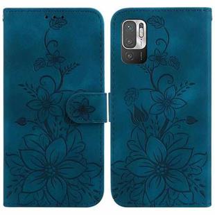 For Xiaomi Redmi Note 10 5G / Poco M3 Pro Lily Embossed Leather Phone Case(Dark Blue)