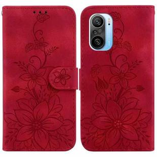 For Xiaomi Redmi K40/K40 Pro / Poco F3 Lily Embossed Leather Phone Case(Red)