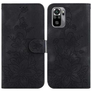 For Xiaomi Redmi Note 10 4G / Note 10S Lily Embossed Leather Phone Case(Black)