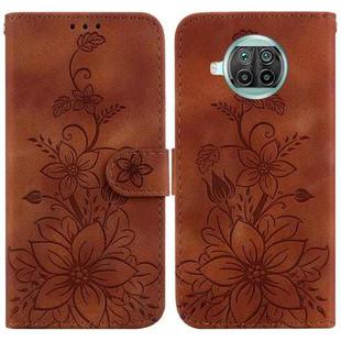 For Xiaomi Mi 10T Lite 5G / Mi 10i 5G Lily Embossed Leather Phone Case(Brown)