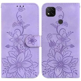 For Xiaomi Redmi 9C Lily Embossed Leather Phone Case(Purple)