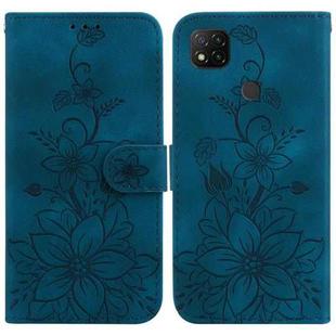 For Xiaomi Redmi 9C Lily Embossed Leather Phone Case(Dark Blue)