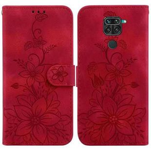 For Xiaomi Redmi Note 9 / 10X 4G Lily Embossed Leather Phone Case(Red)