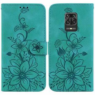 For Xiaomi Redmi Note 9 Pro/9S/9 Pro Max Lily Embossed Leather Phone Case(Green)