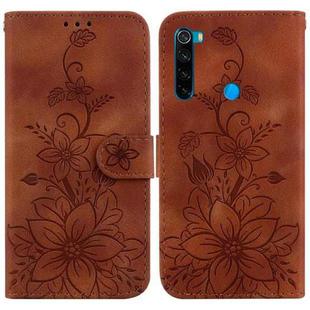 For Xiaomi Redmi Note 8T Lily Embossed Leather Phone Case(Brown)