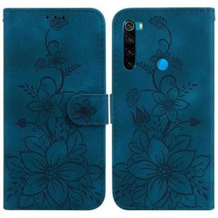 For Xiaomi Redmi Note 8 Lily Embossed Leather Phone Case(Dark Blue)