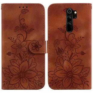 For Xiaomi Redmi Note 8 Pro Lily Embossed Leather Phone Case(Brown)