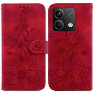 For Xiaomi Redmi Note 13 5G Lily Embossed Leather Phone Case(Red)