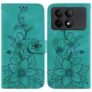 For Xiaomi Redmi K70E / Poco X6 Pro Lily Embossed Leather Phone Case(Green)