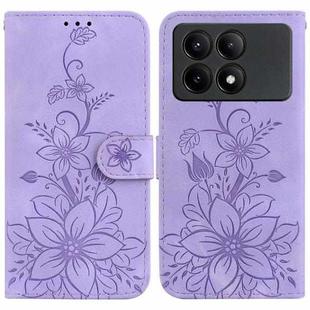 For Xiaomi Redmi K70E / Poco X6 Pro Lily Embossed Leather Phone Case(Purple)