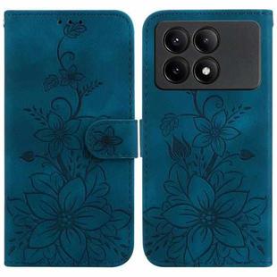 For Xiaomi Redmi K70E / Poco X6 Pro Lily Embossed Leather Phone Case(Dark Blue)